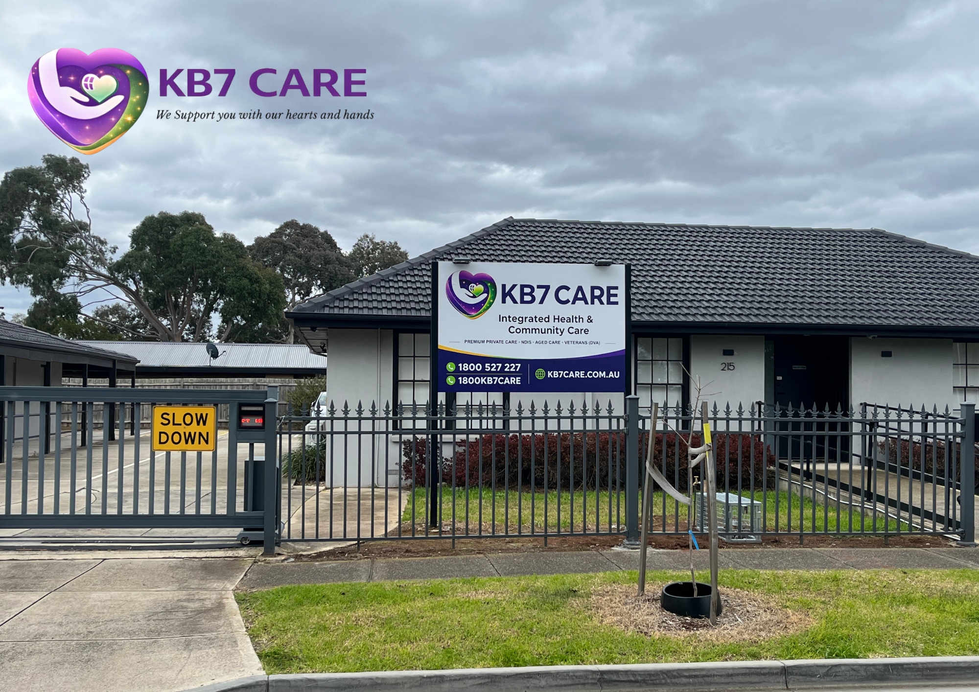KB7 CARE front office with signage